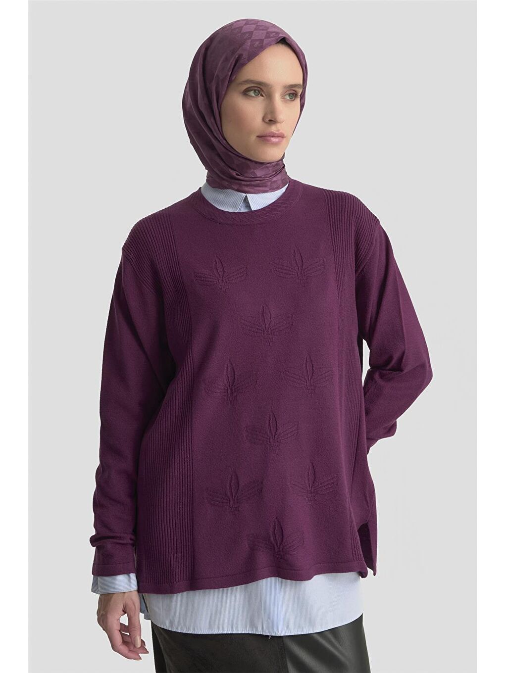 Desenli Kazak 25Kd7010 Mürdüm-2