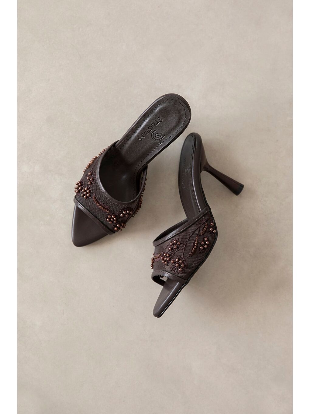 Kahverengi Karis Kadın File Detay Topuklu Terlik Kahve-2