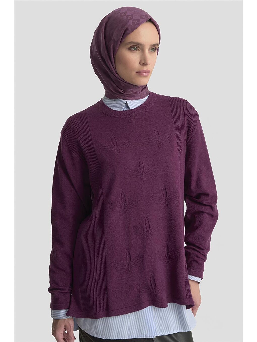 Desenli Kazak 25Kd7010 Mürdüm-3