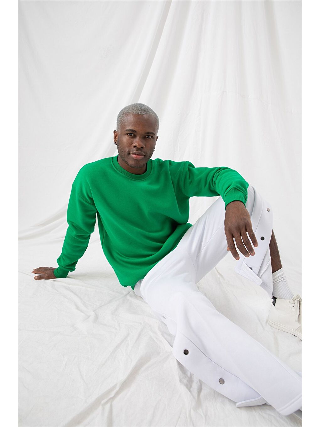 Erkek Vibe Oversize Zümrüt Yeşili Sweatshirt-1