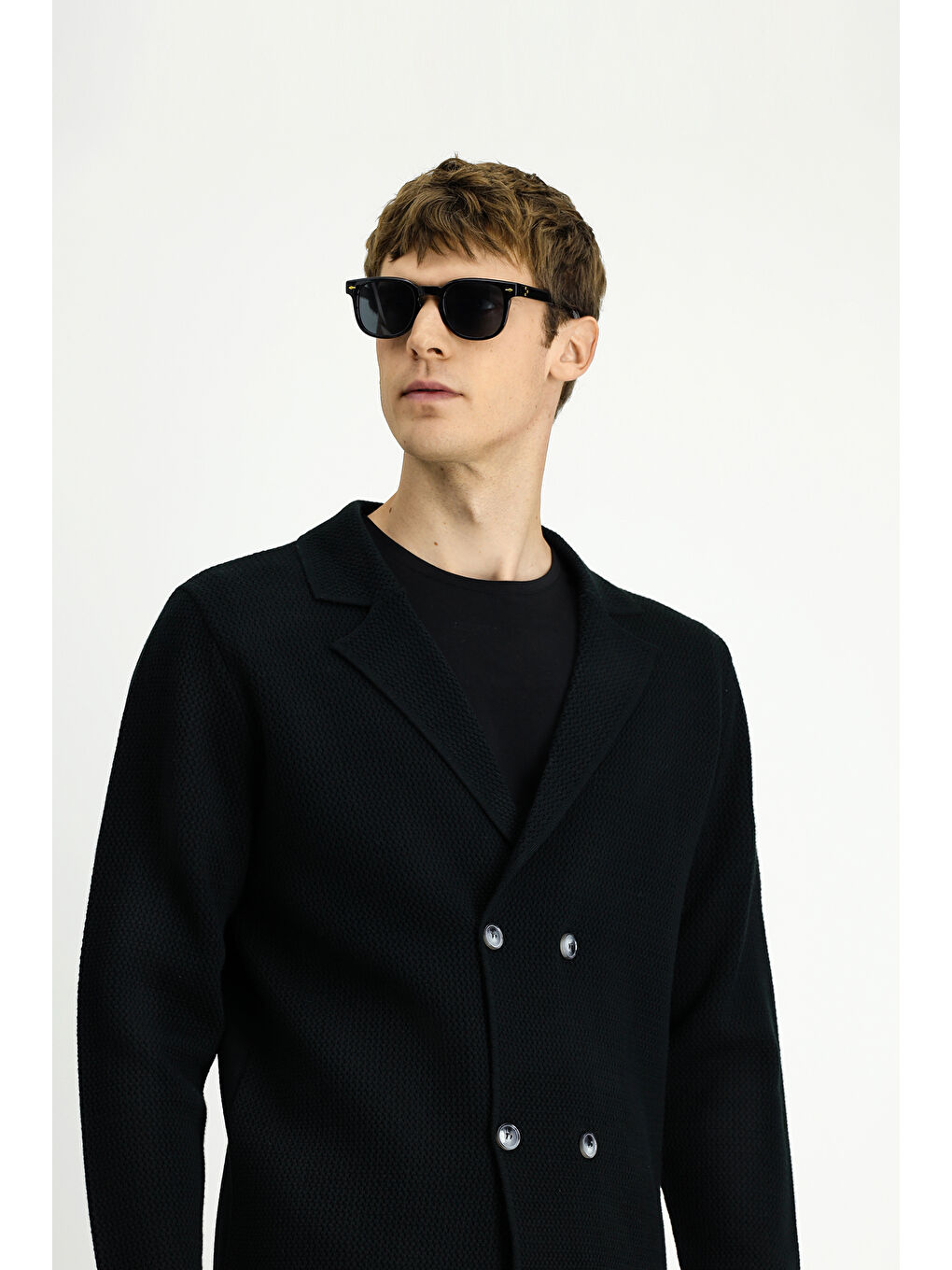 Siyah Yünlü Kruvaze Triko Hırka-2