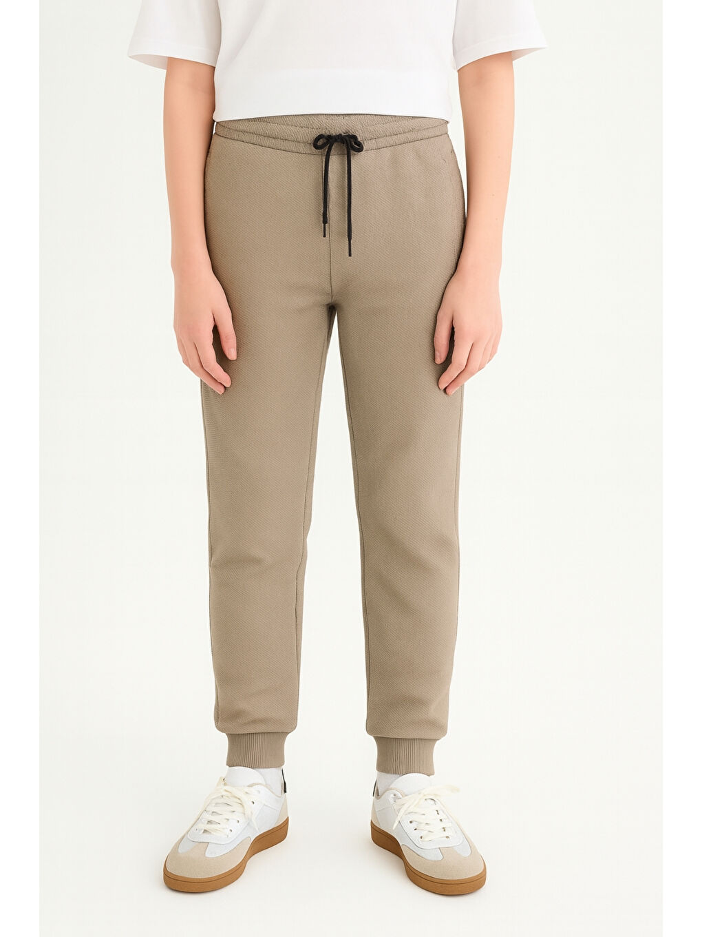 Bej Erkek Çocuk Basic Waffle Kumaş Okul Eşofman Altı Ak2432-3