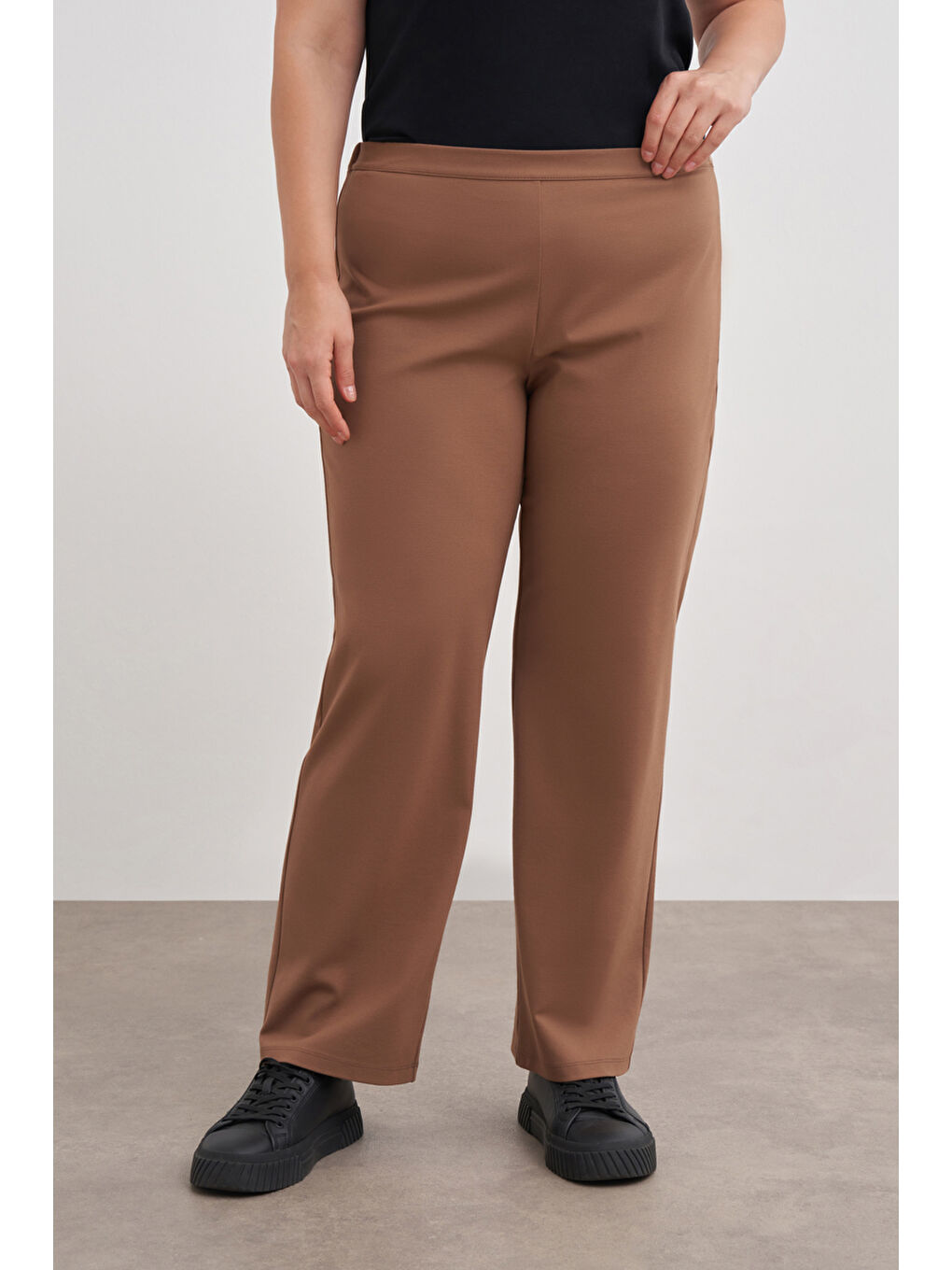 Kahverengi Camel Rahat Kesim Pantolon-3