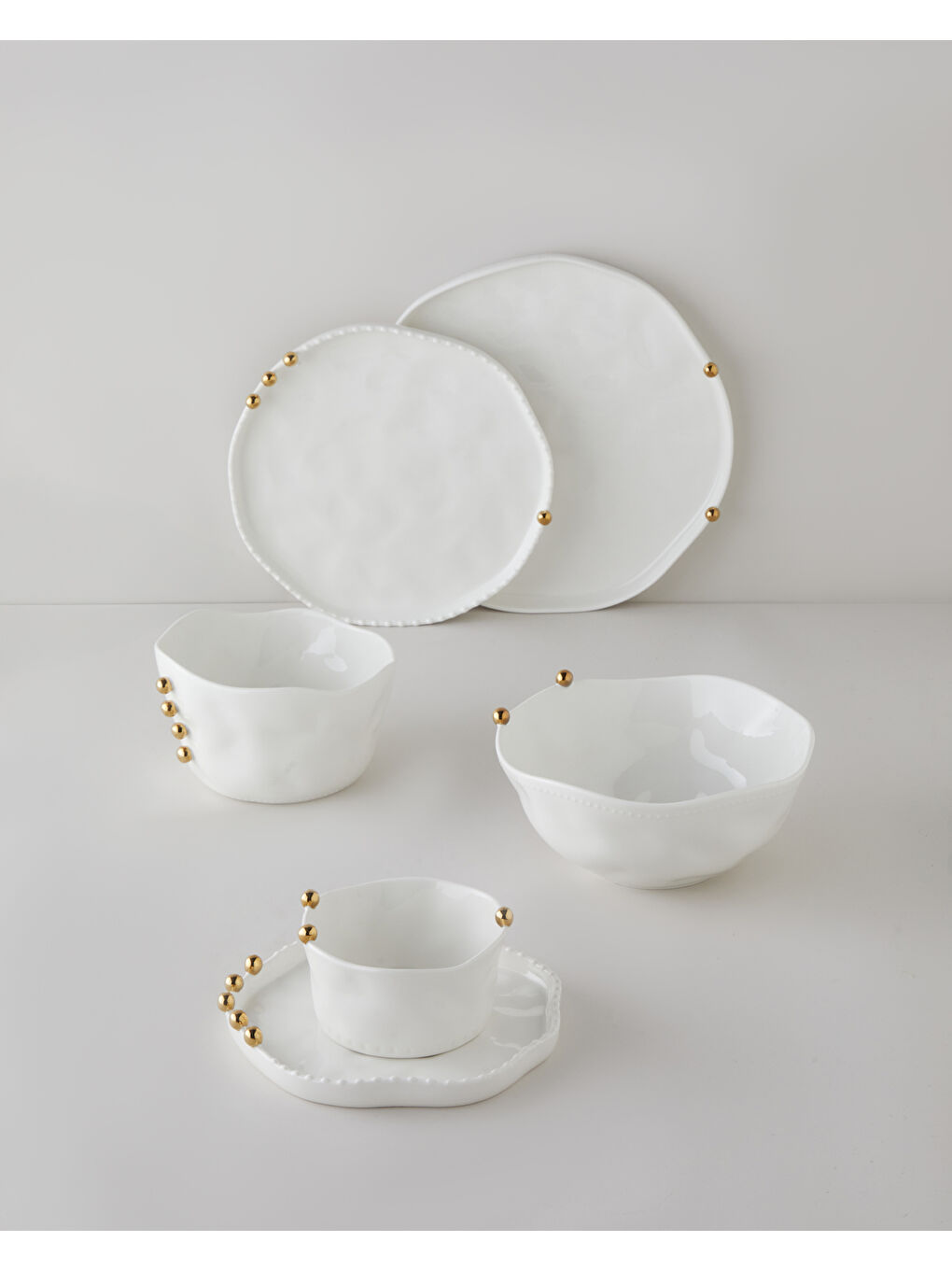 Golden Gleam Porselen Kase 21 cm Beyaz-Gold-3