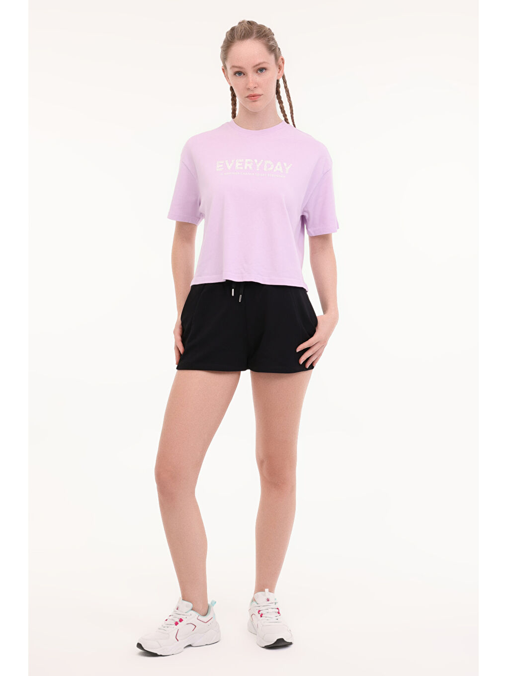 Mor WL FREYA 11SY790 5FX Lila Kadın Kısa Kol T-Shirt-2