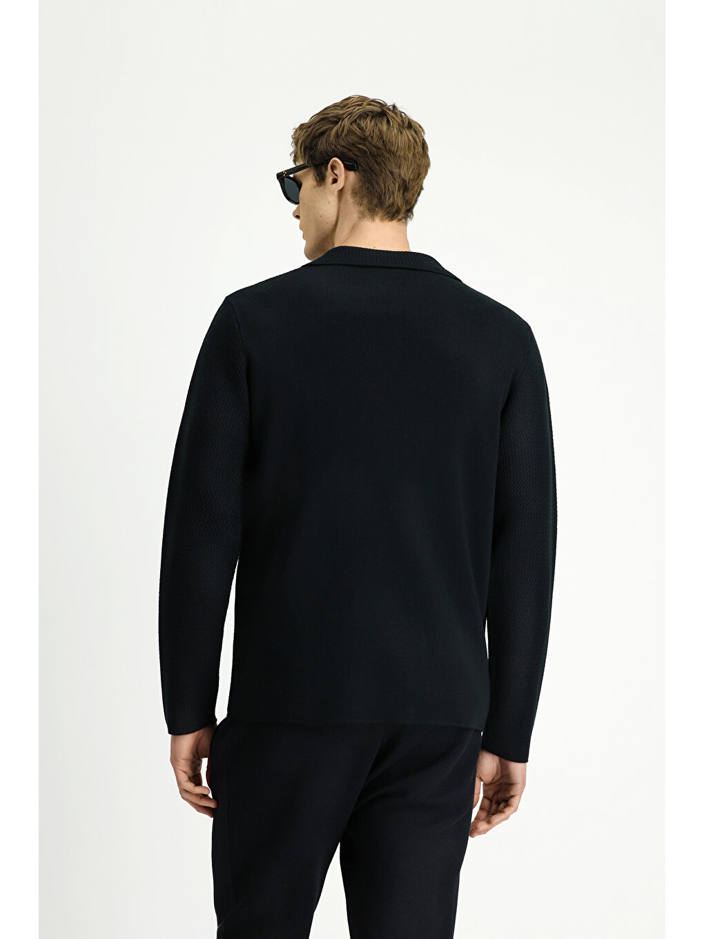 Siyah Yünlü Kruvaze Triko Hırka-4