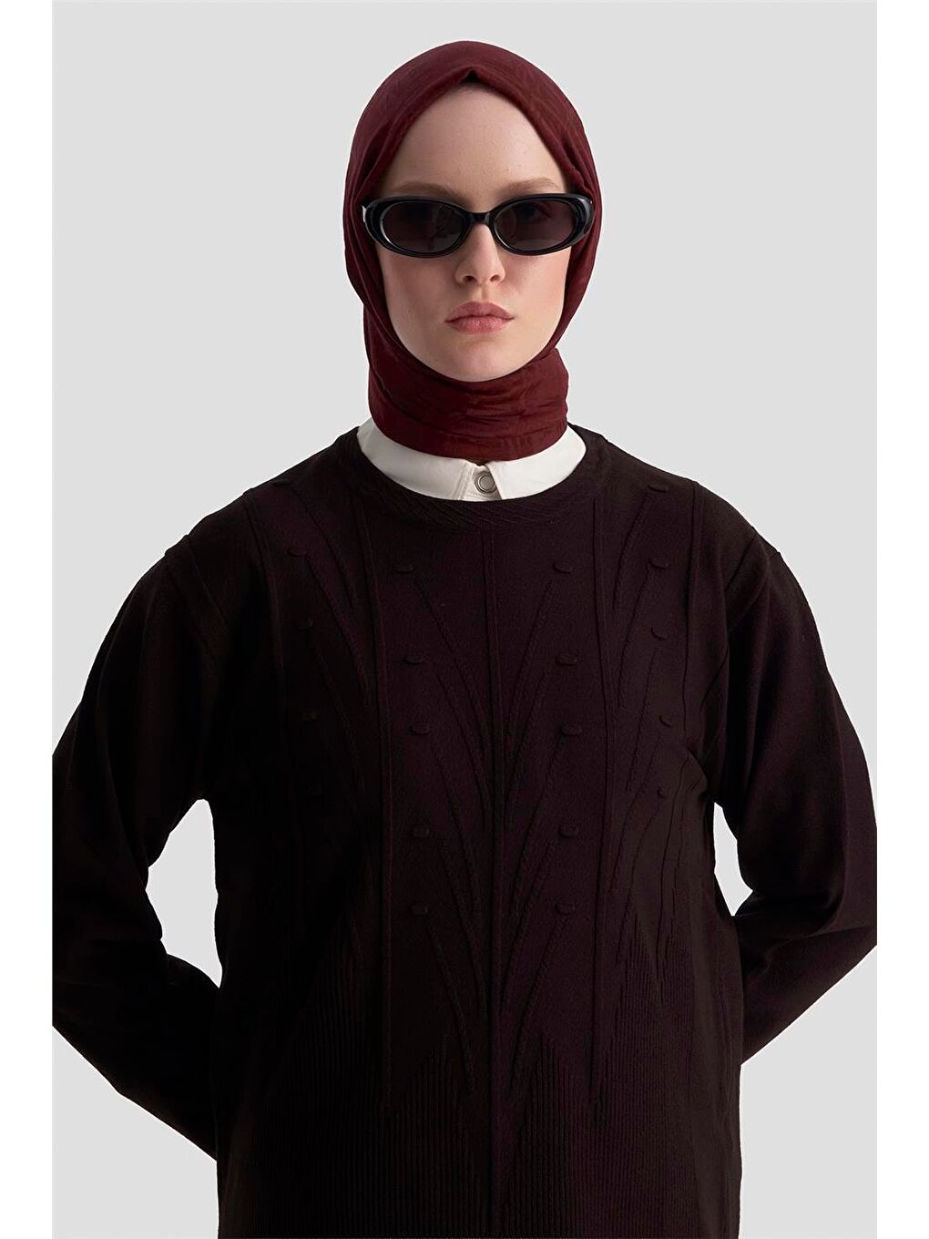 Başak Desenli Kazak 25Kd7006 Siyah-2