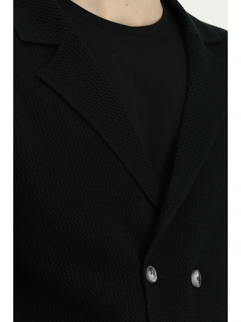 Siyah Yünlü Kruvaze Triko Hırka-5