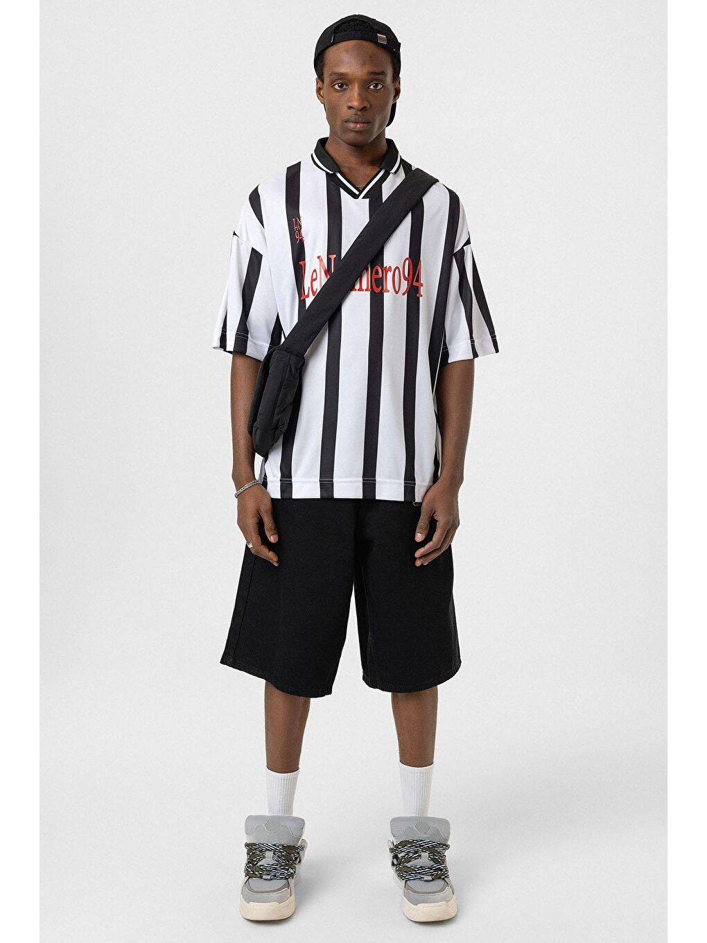 Oversize Baskılı Forma Tişört Beyaz