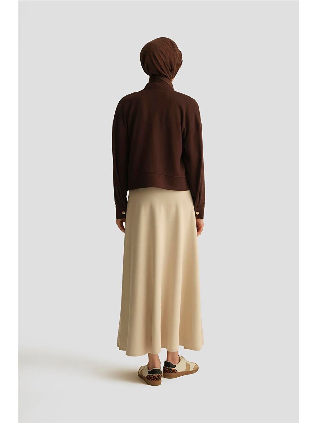 Modal Kloş Etek 25Yd4233-2 Bej-3