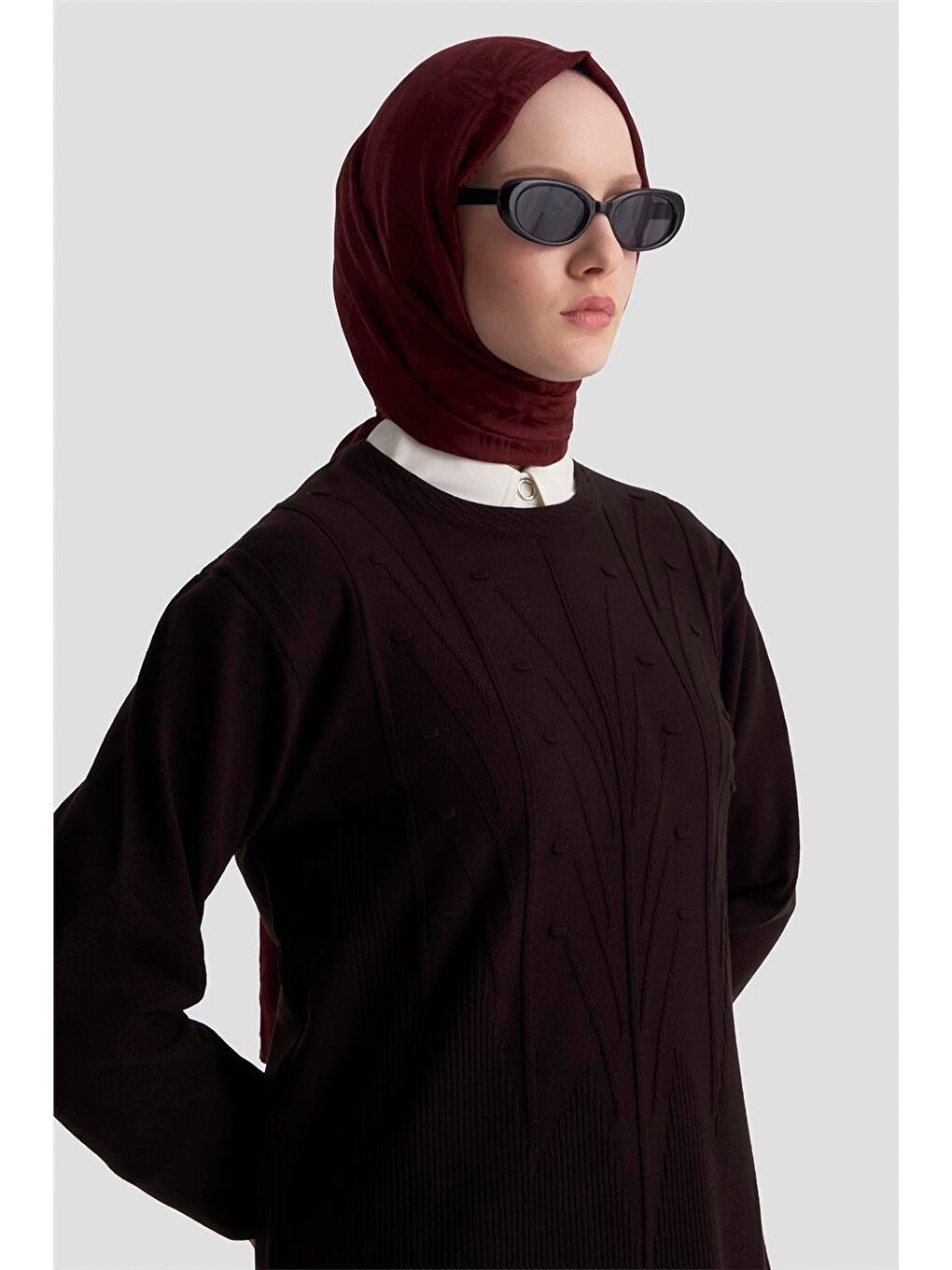 Başak Desenli Kazak 25Kd7006 Siyah-3