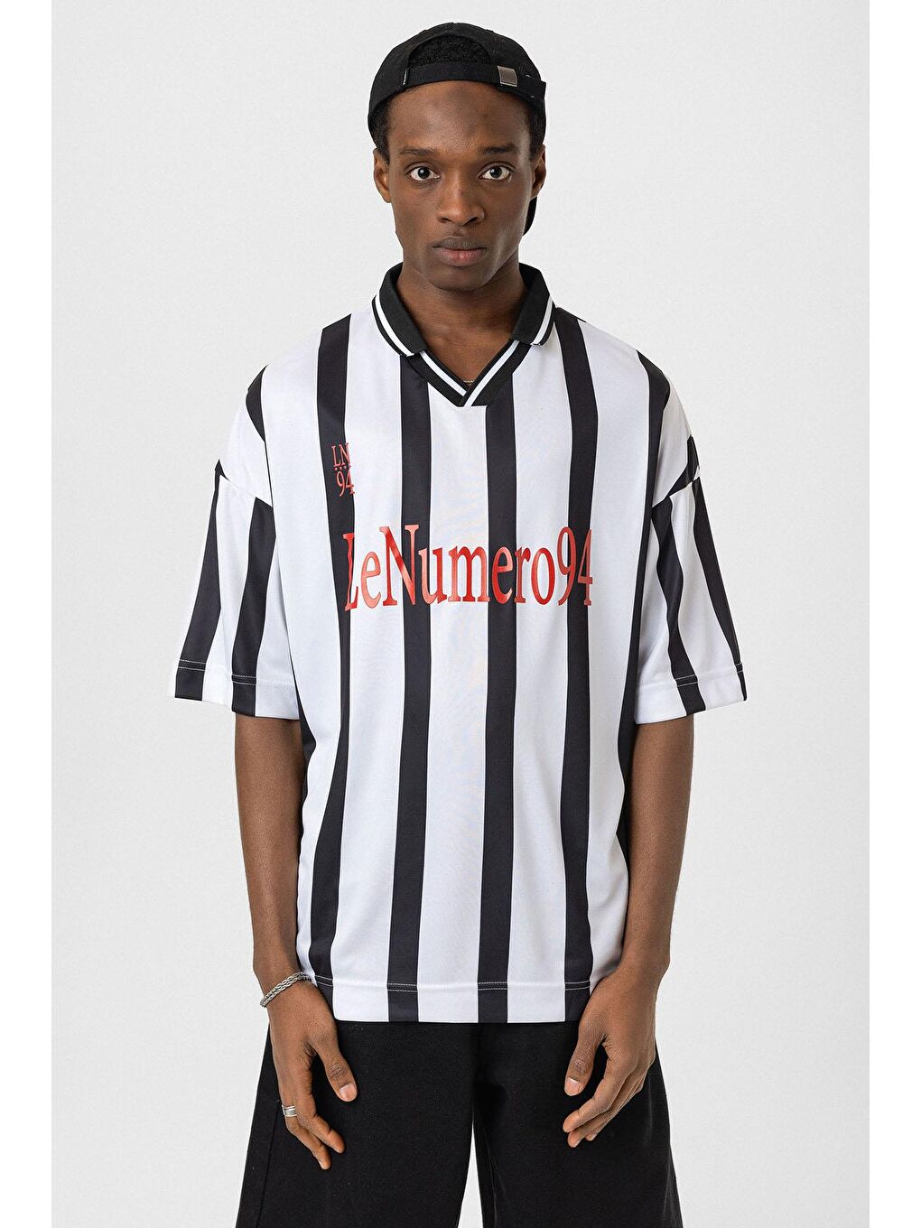 Oversize Baskılı Forma Tişört Beyaz-2