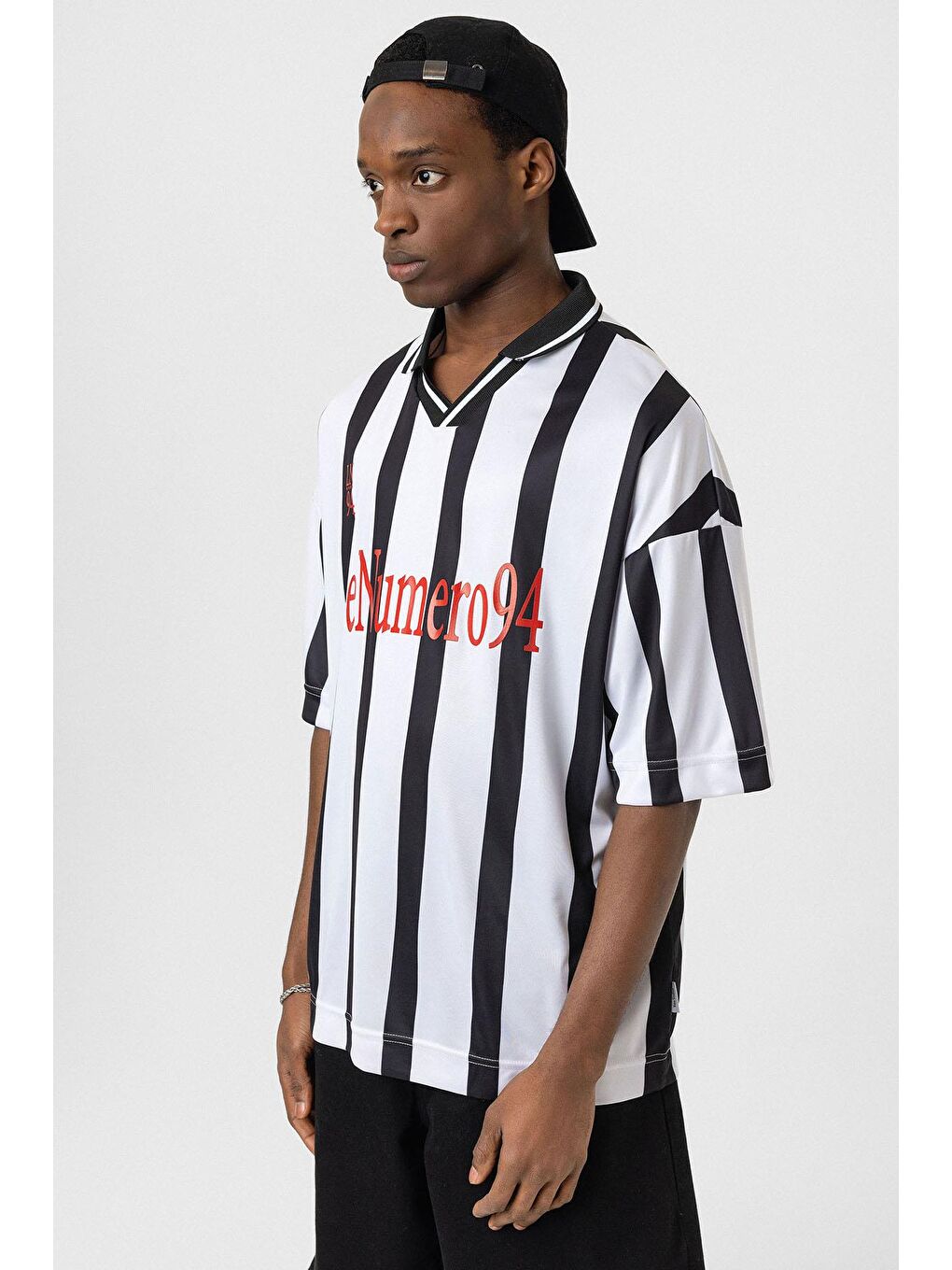 Oversize Baskılı Forma Tişört Beyaz-3