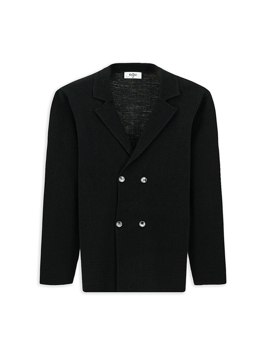 Siyah Yünlü Kruvaze Triko Hırka-6