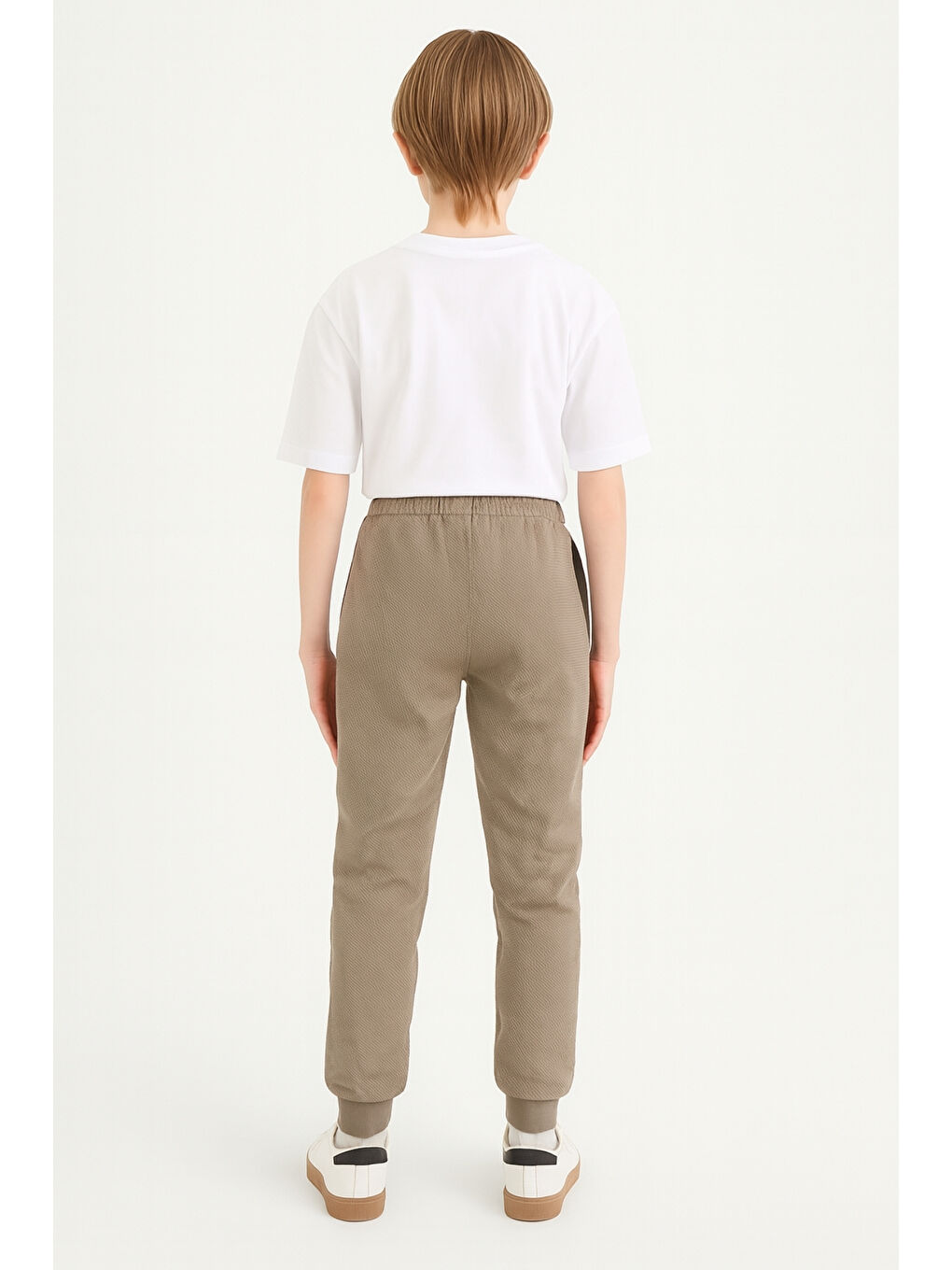 Bej Erkek Çocuk Basic Waffle Kumaş Okul Eşofman Altı Ak2432-4