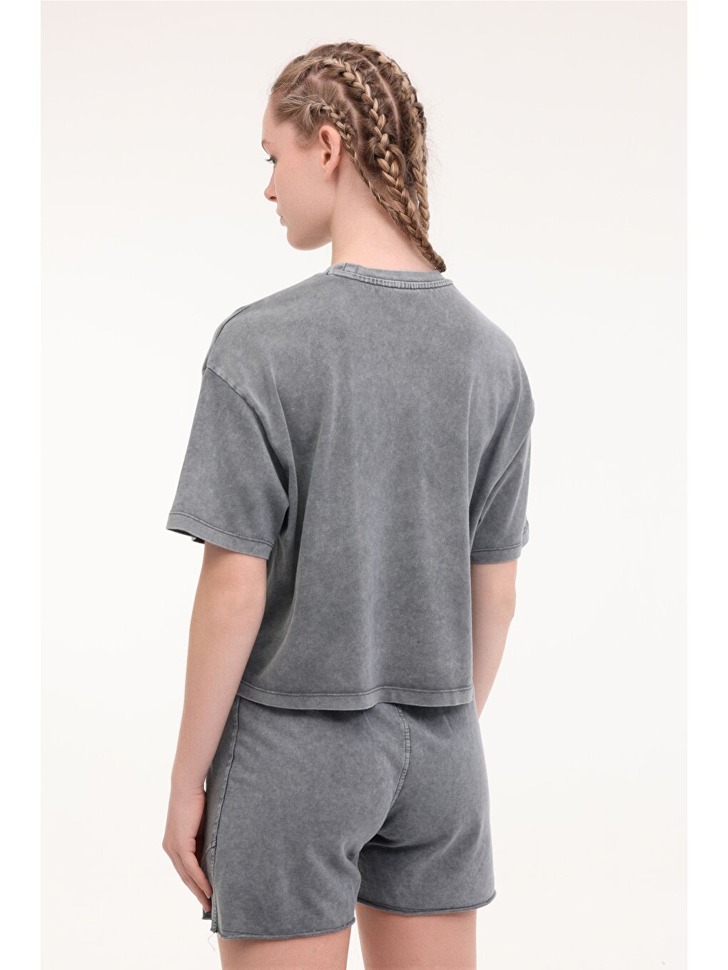 WL FREYA 11SY790 5FX Gri Kadın Kısa Kol T-Shirt-1