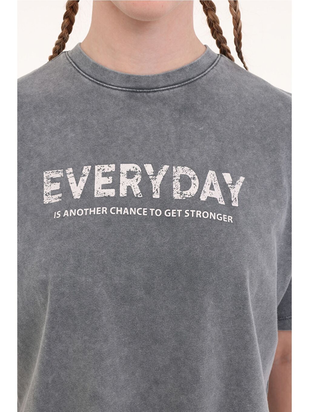 WL FREYA 11SY790 5FX Gri Kadın Kısa Kol T-Shirt-3