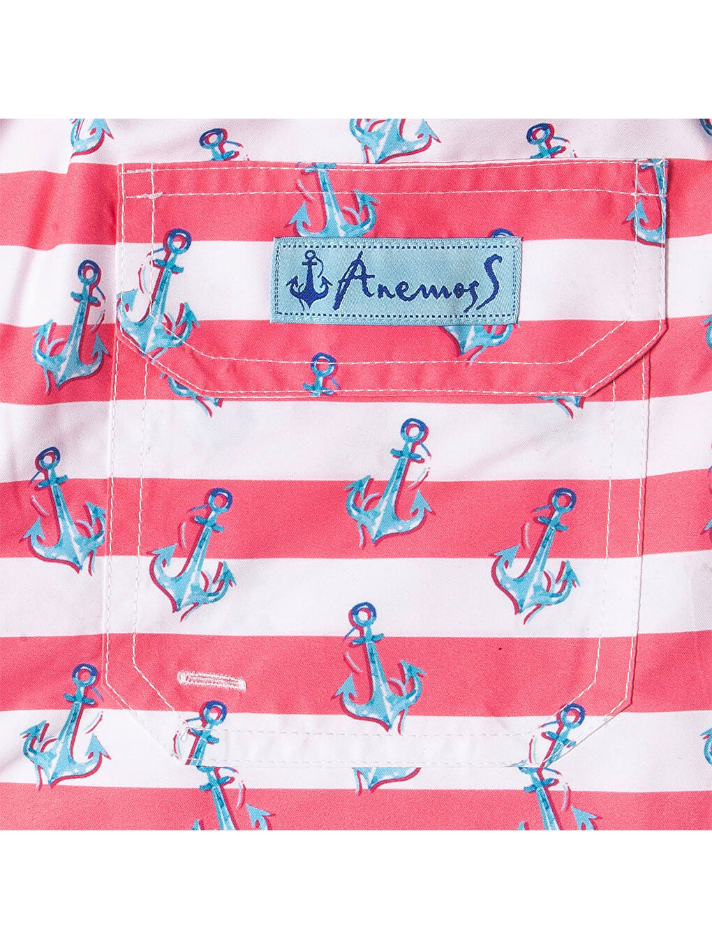 Karışık Çapa Üç Cepli İçi Fileli Bel Lastik ve Bağlama İpli Erkek Deniz Şortu-2