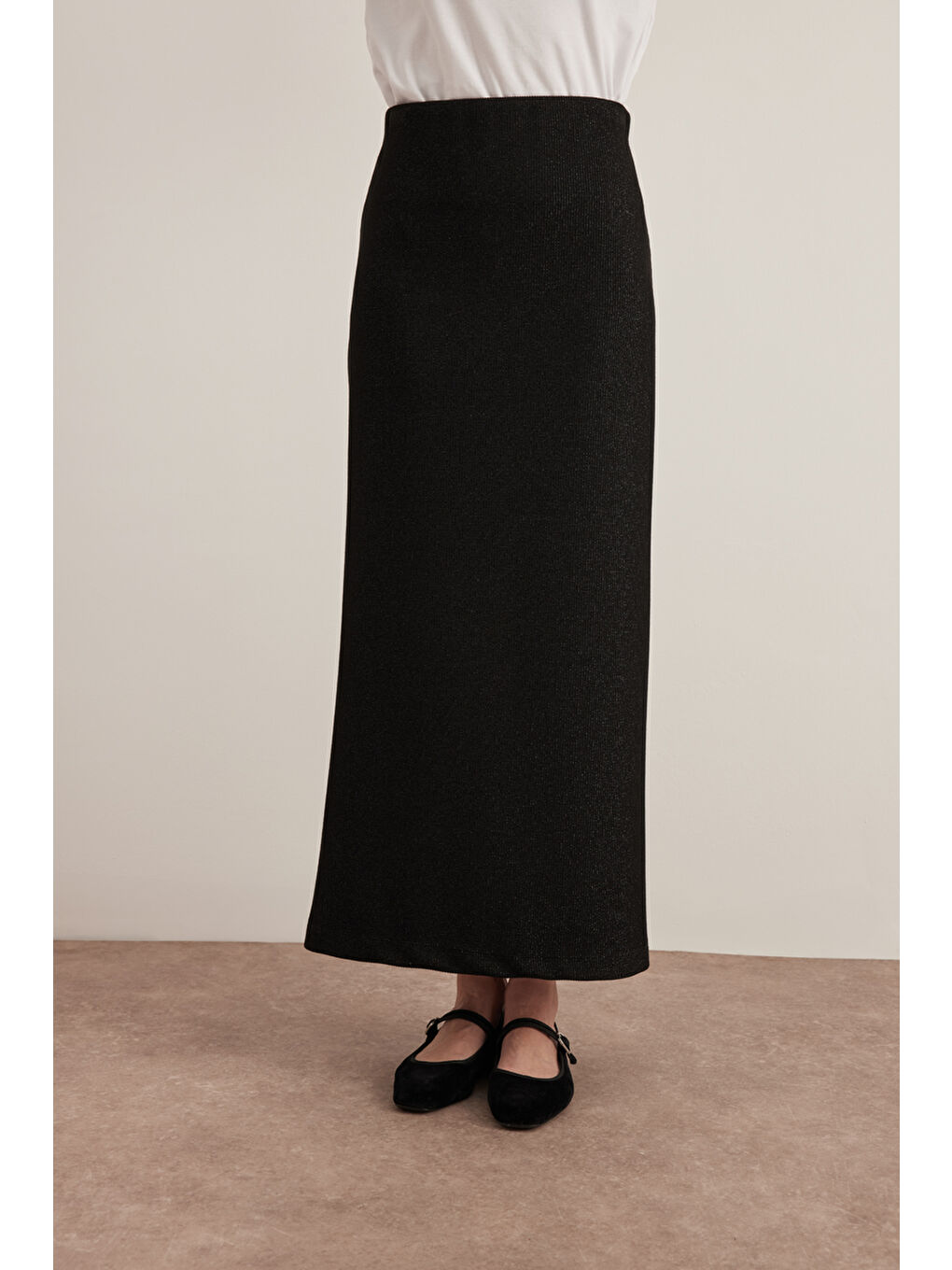 Siyah Örme Simli Kalem Etek-2