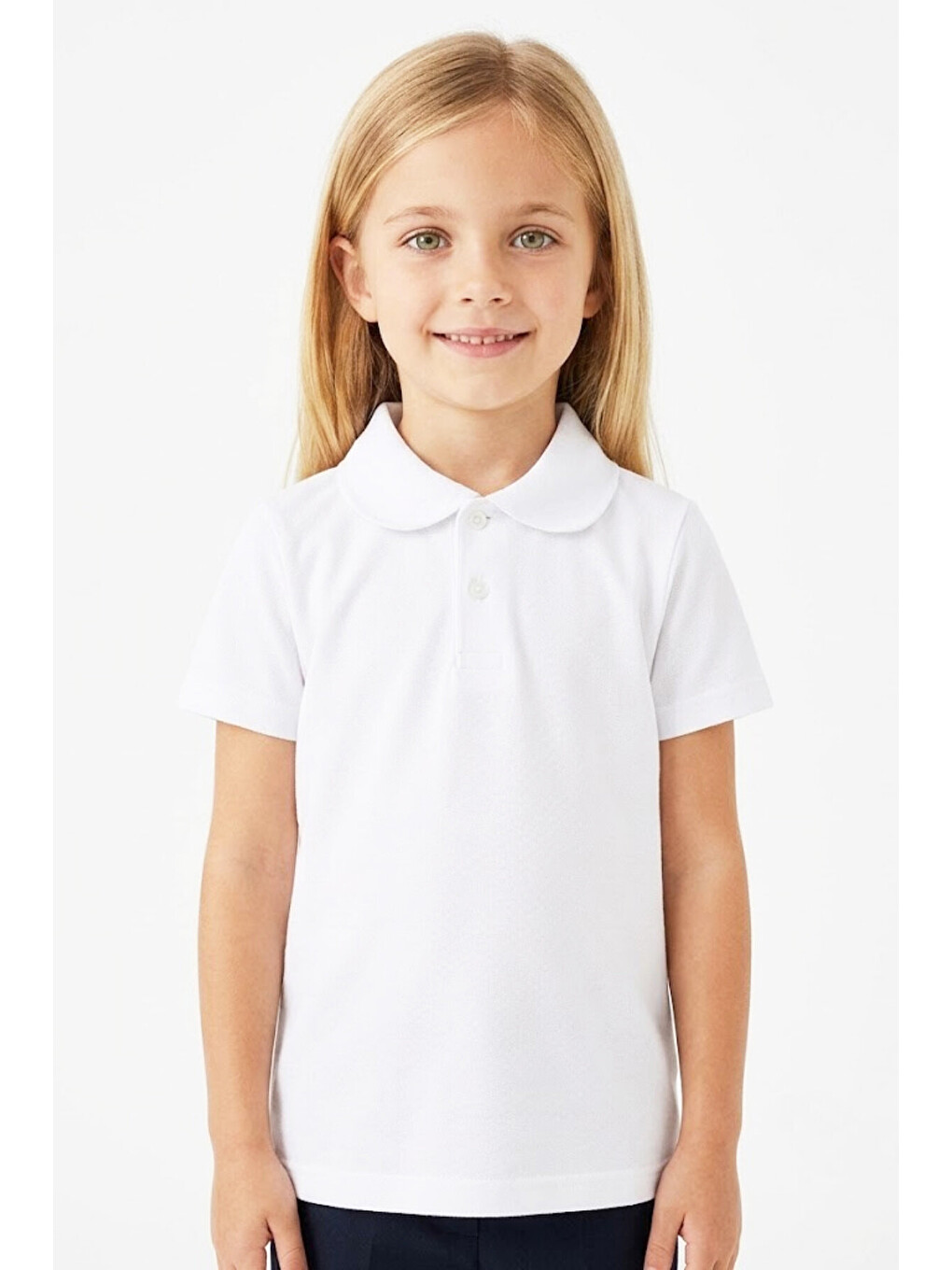 Beyaz Kız Çocuk %100 Pamuk Ve Okul Tarz T-shirt 5-16 Yaş 12724at-2