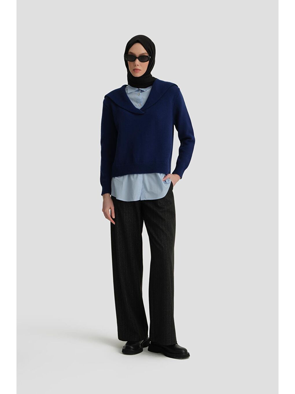 Poplin Mixli Kazak 24Kd4218 Lacivert-Mavi-2