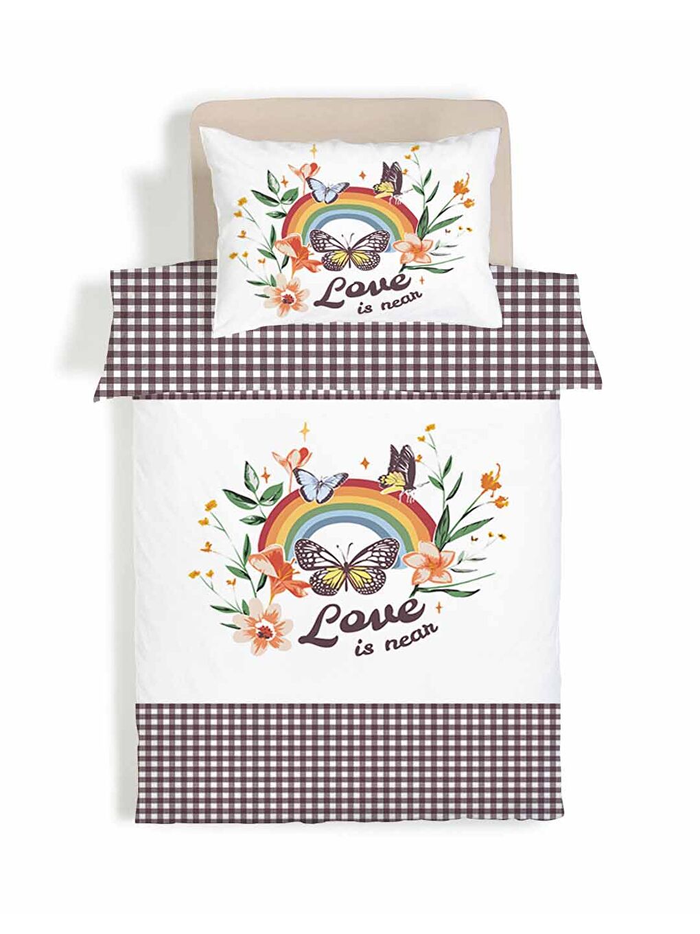 Karışık Çiçekli Desenli Nevresim Takımı ÇARŞAFSIZ - 160x220 cm-1