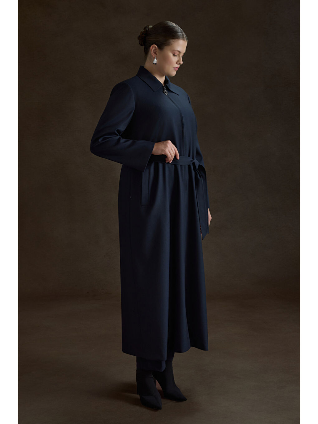 Lacivert Dokuma Pardösü