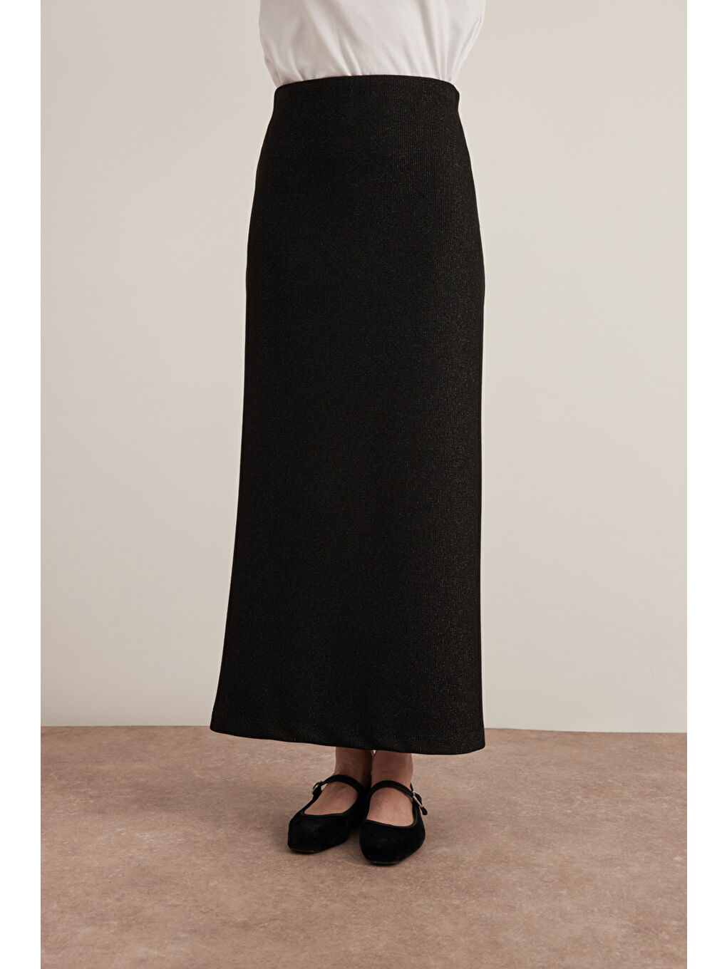 Siyah Örme Simli Kalem Etek-3