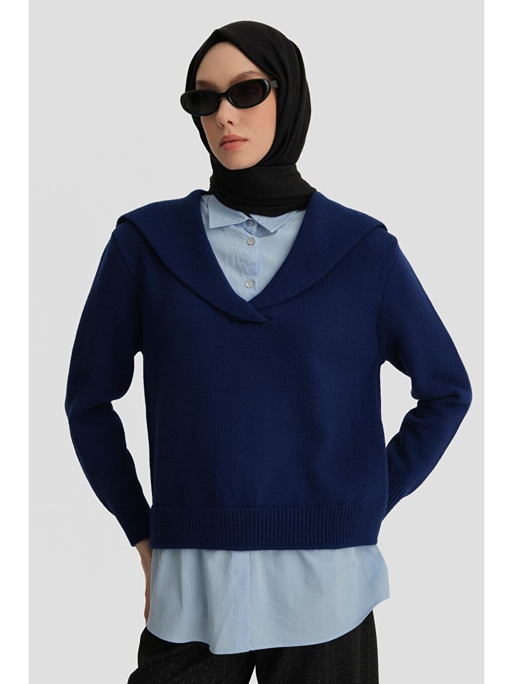 Poplin Mixli Kazak 24Kd4218 Lacivert-Mavi-3