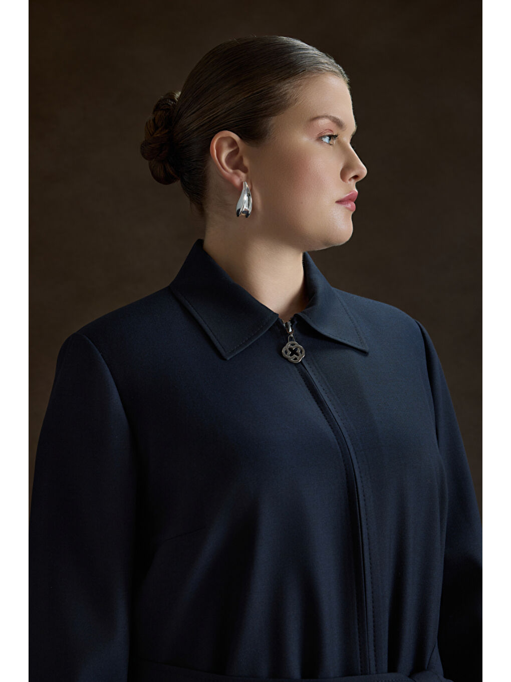 Lacivert Dokuma Pardösü-2