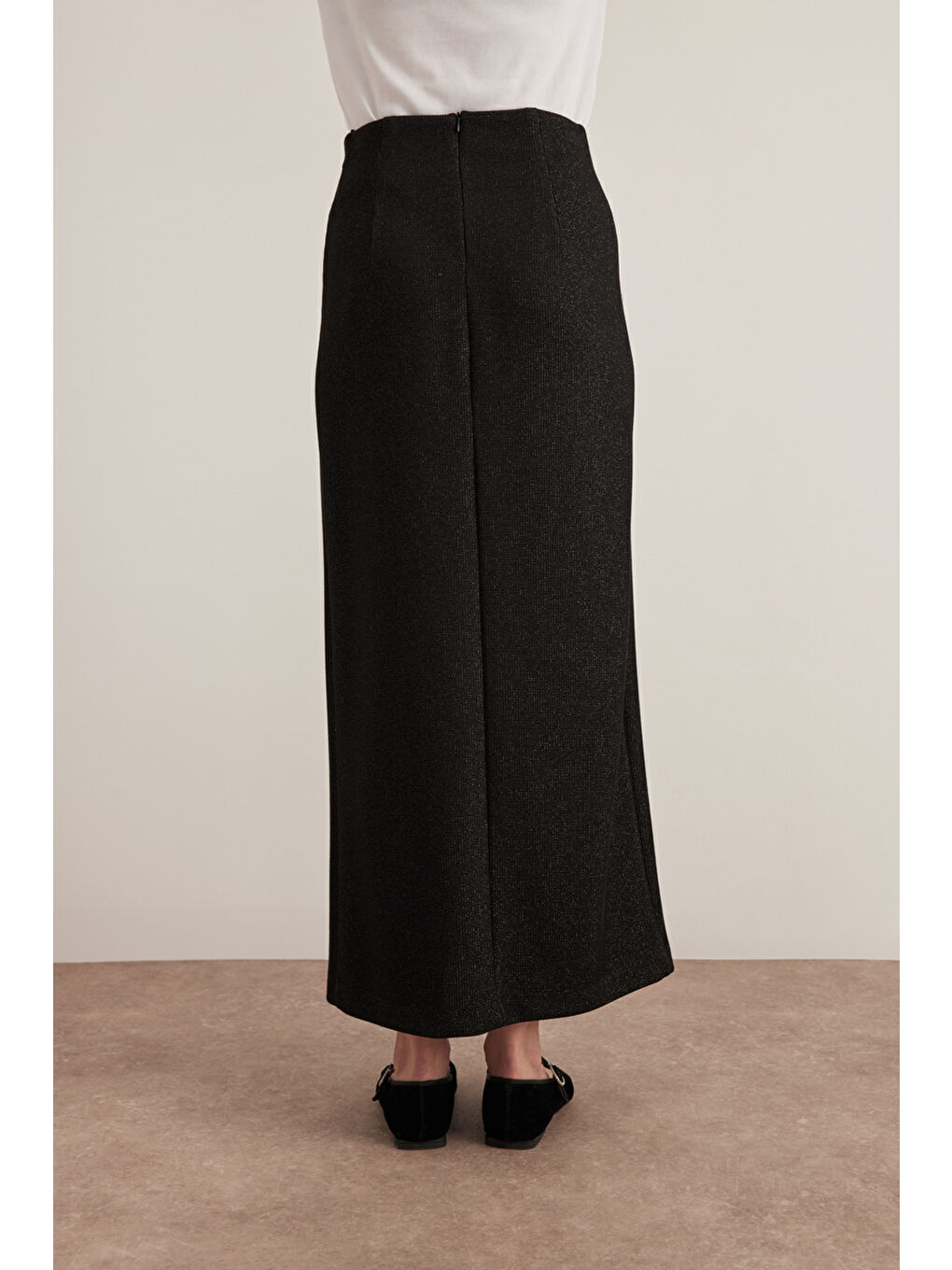 Siyah Örme Simli Kalem Etek-4