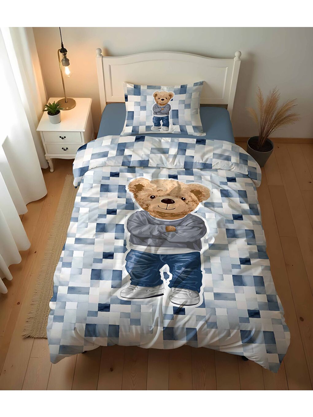 Karışık Sevimli Ayıcık Desenli Nevresim Takımı ÇARŞAFSIZ - 160x220 cm