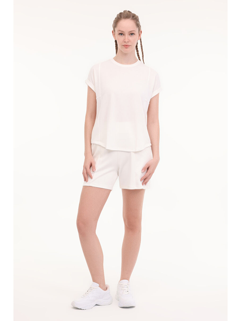 Bej WL FUN 11MD1143 5FX Ekru Kadın Kısa Kol T-Shirt-2