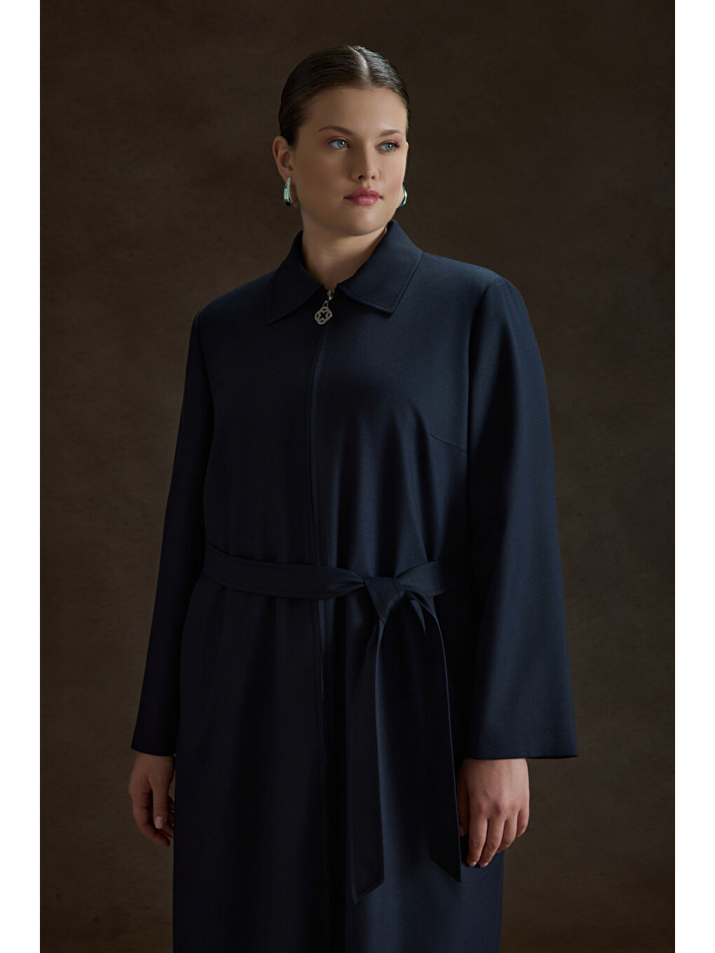 Lacivert Dokuma Pardösü-3