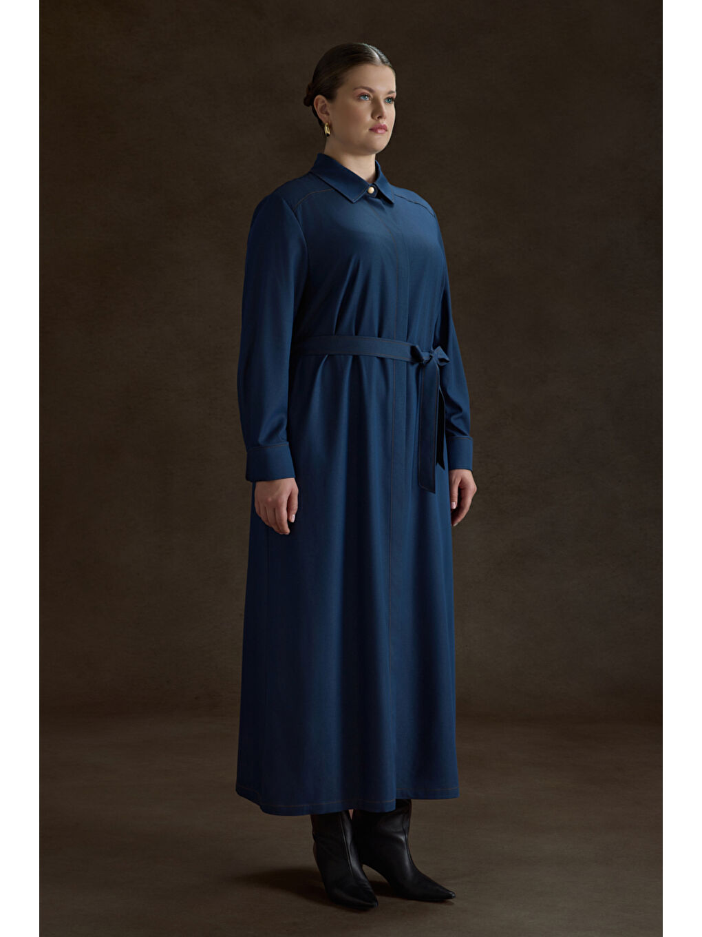 Lacivert Dokuma Pardösü-4