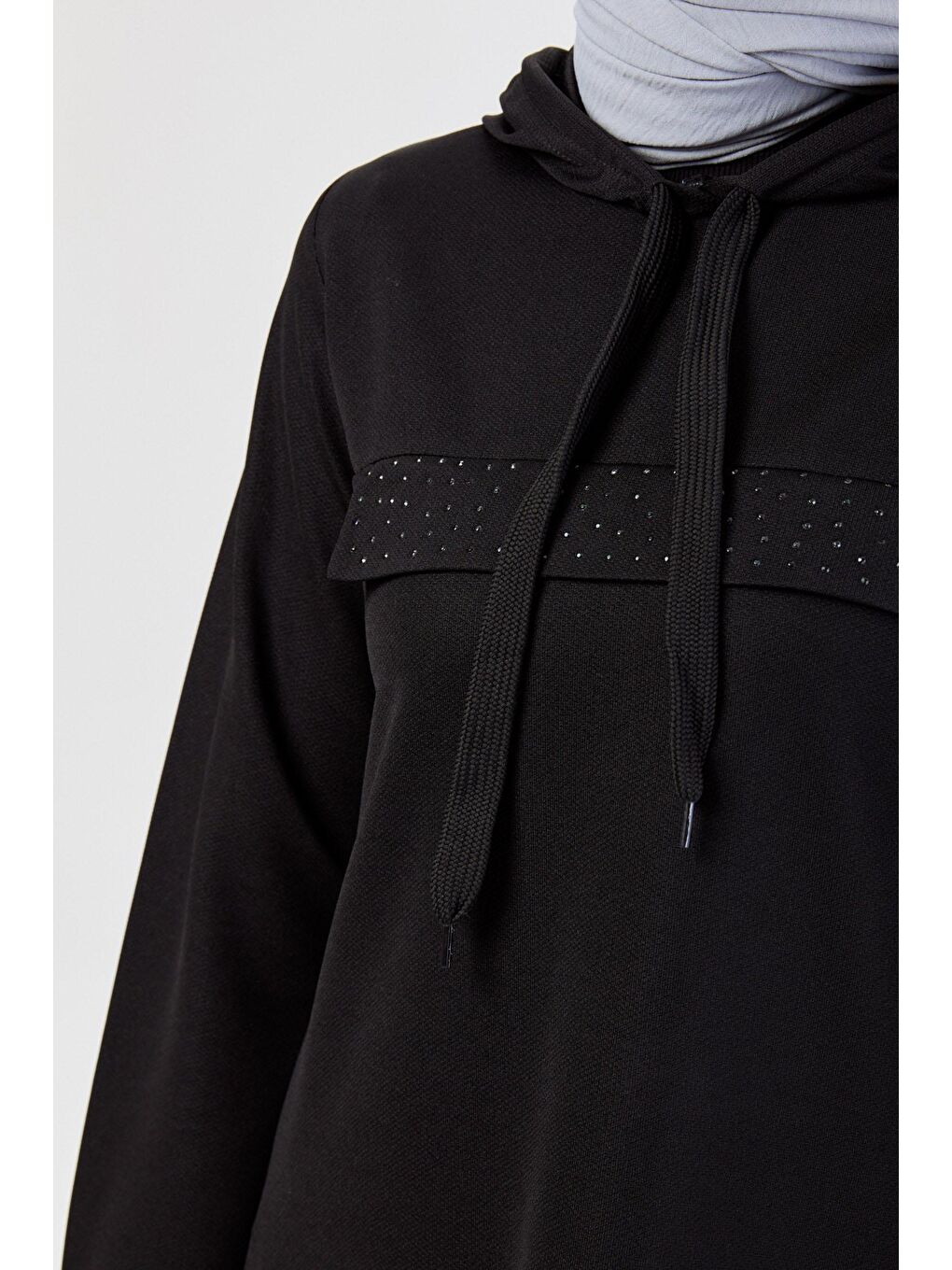 Kapüşonlu Yaka Kadın Siyah Tunik - 13102-3