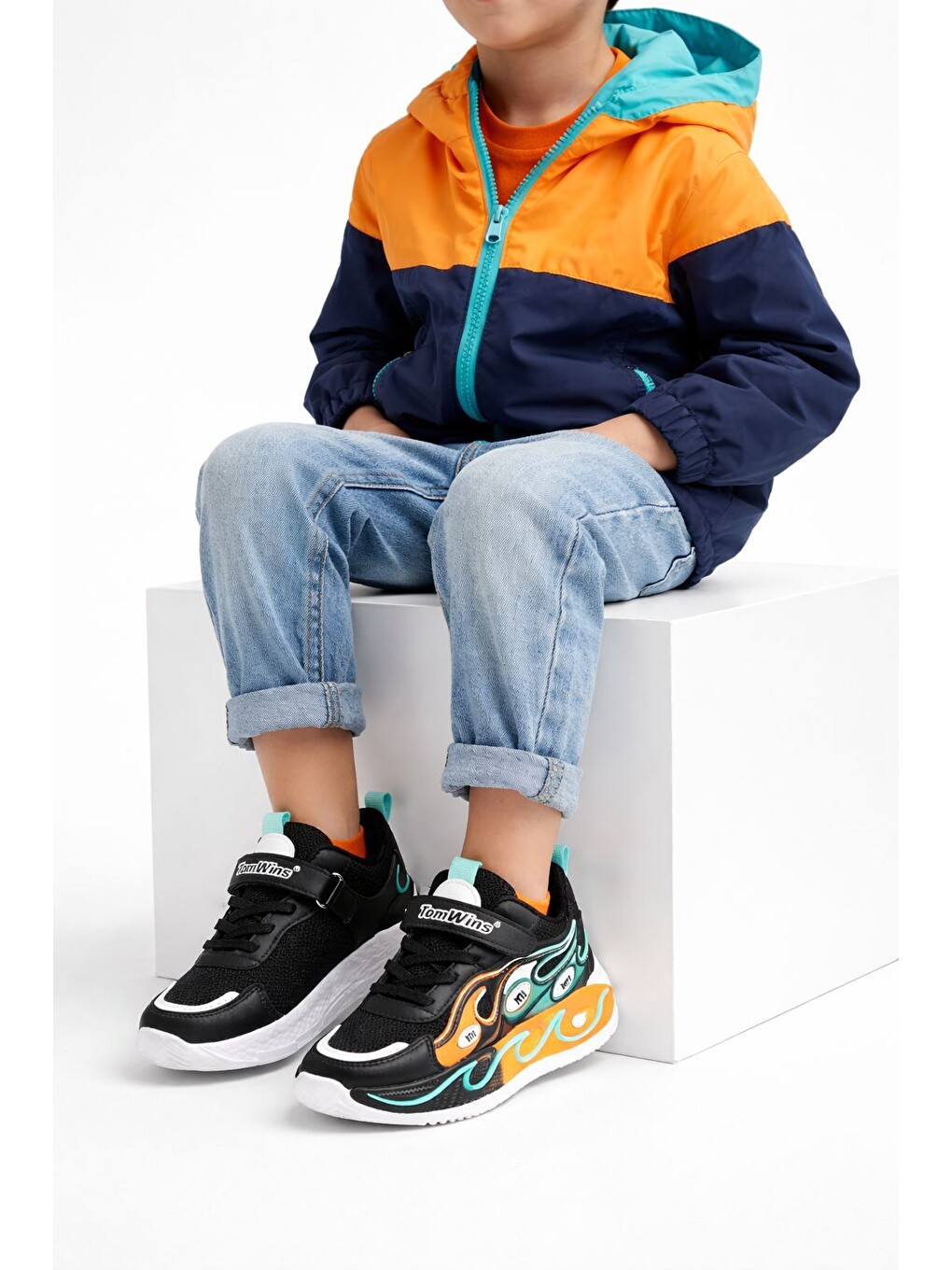 Siyah Unisex Pastel Renkli Işıltılı Kalın Taban Ortopedik Günlük Spor Ayakkabı Cırtlı Sneaker-1