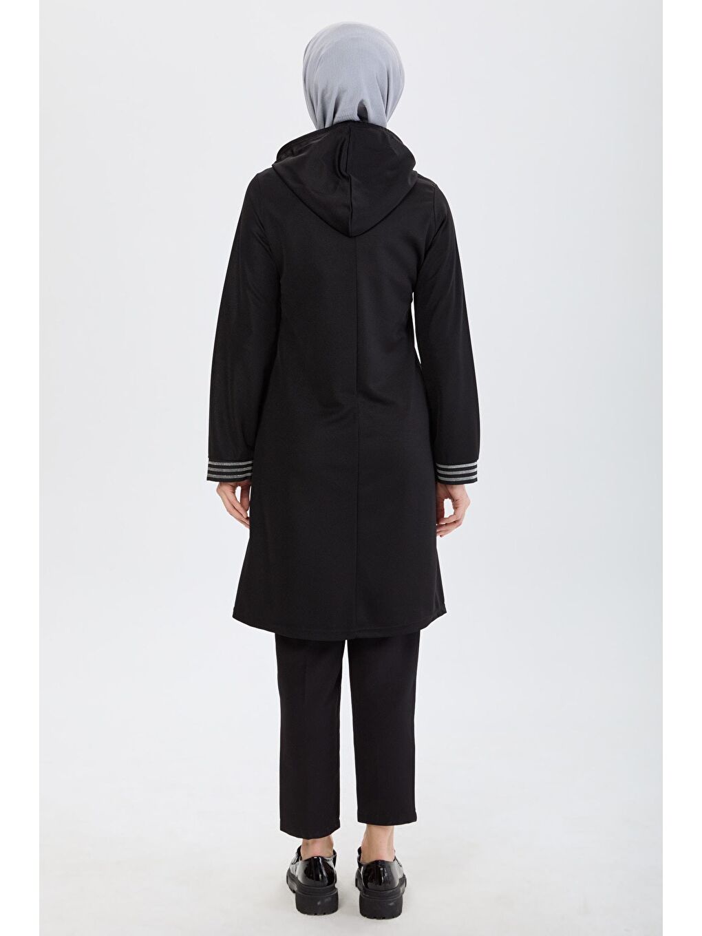 Kapüşonlu Yaka Kadın Siyah Tunik - 13102-4