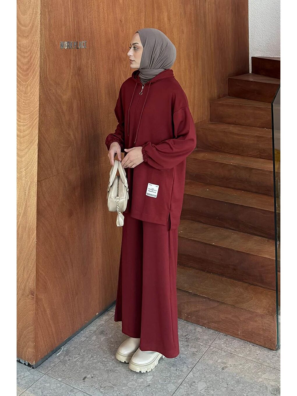 Arma Detaylı İkili Takım Bordo-1