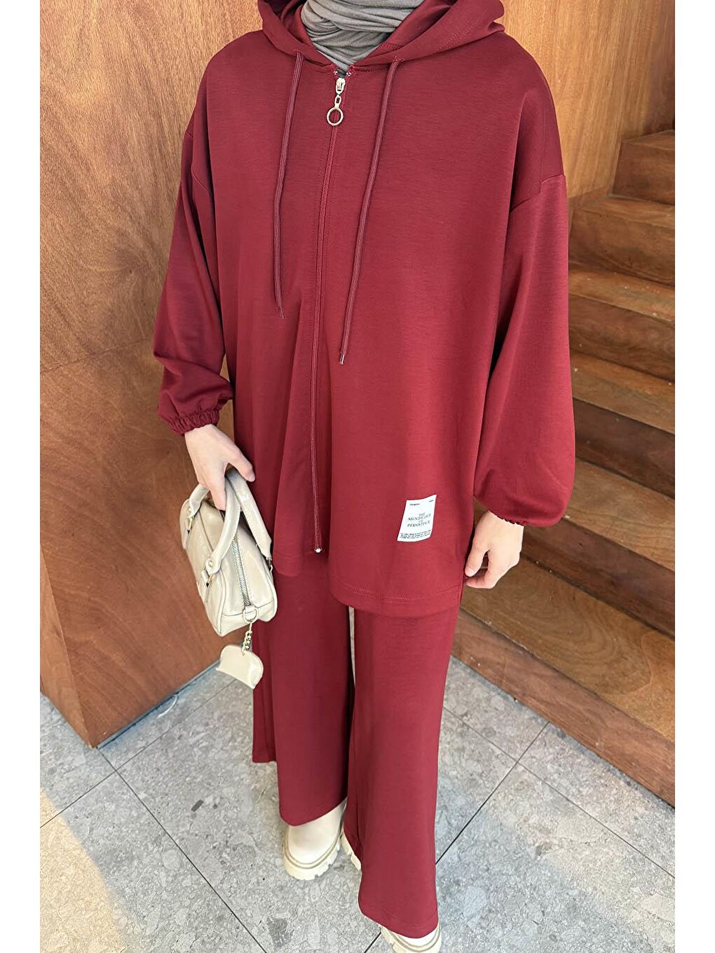 Arma Detaylı İkili Takım Bordo-2