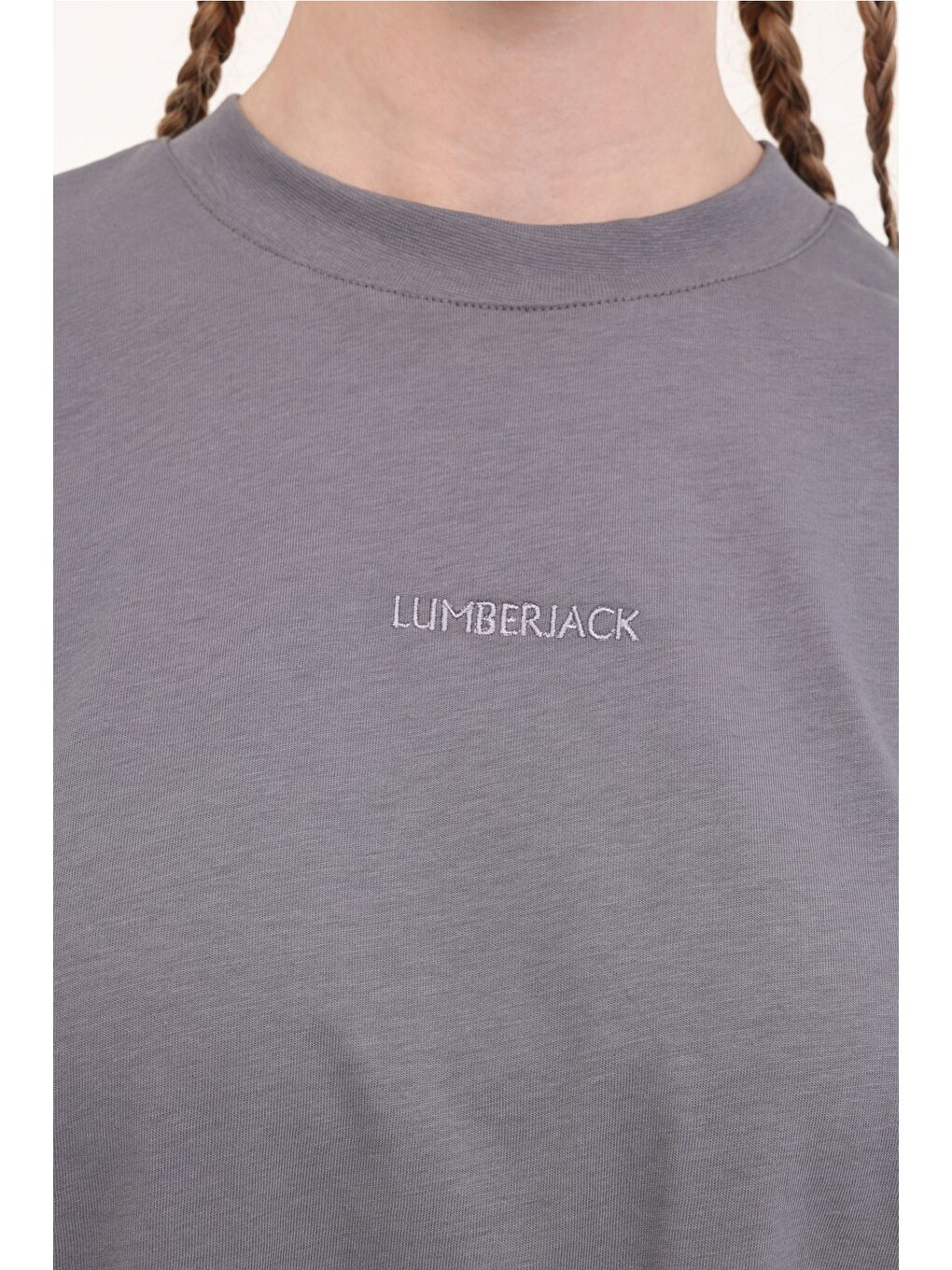 Gri WL SAINO 11F204 5FX Antrasit Kadın Kısa Kol T-Shirt-3