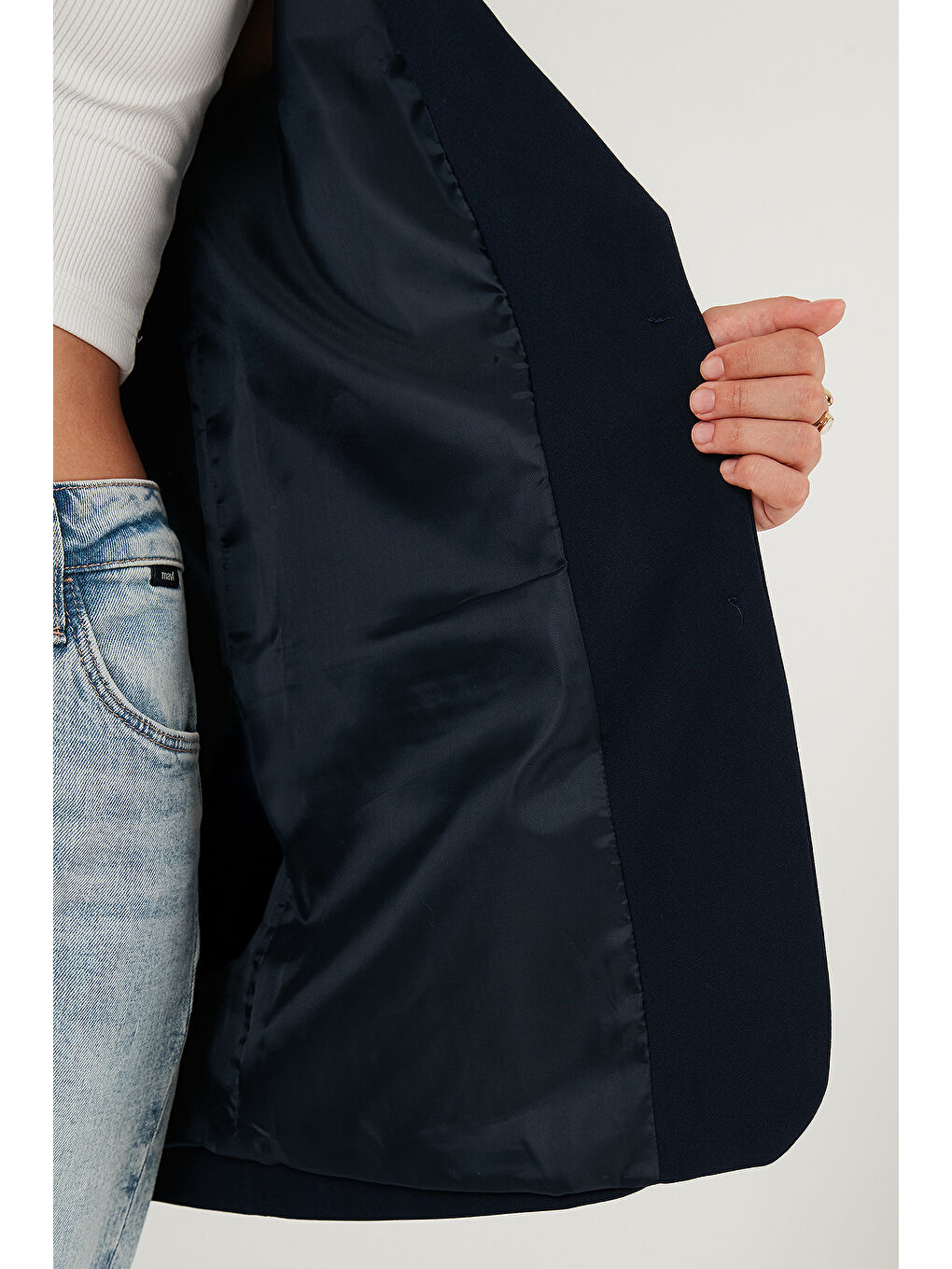 Lacivert Relaxed Fit Mono Yaka Cepli Blazer Ceket 611BC00132-5