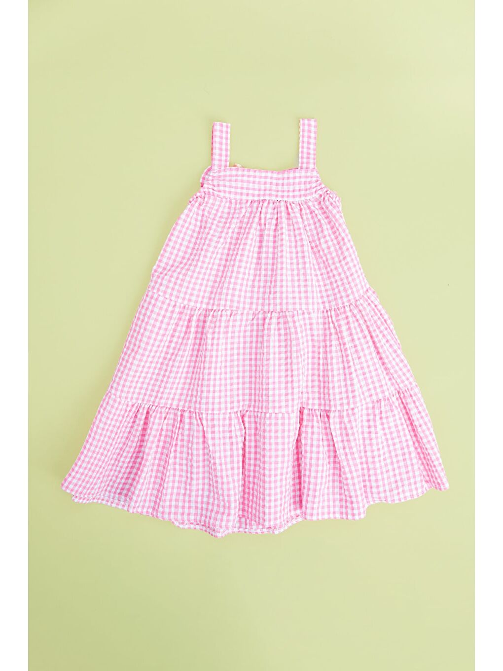 Pembe Pötikare Desenli Şapkalı Askılı  Kız Çocuk Elbise-1