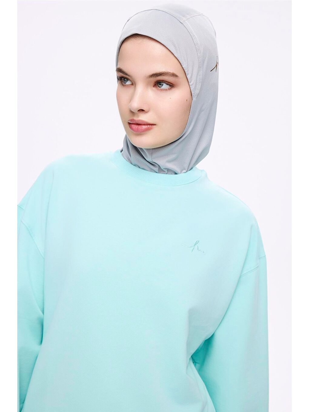 Yumuşak Dokulu Oversize Yeşil Basic Günlük Sweatshirt Act-22-1