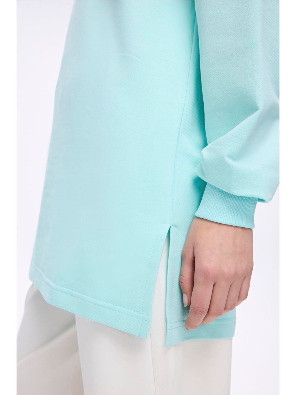 Yumuşak Dokulu Oversize Yeşil Basic Günlük Sweatshirt Act-22-2