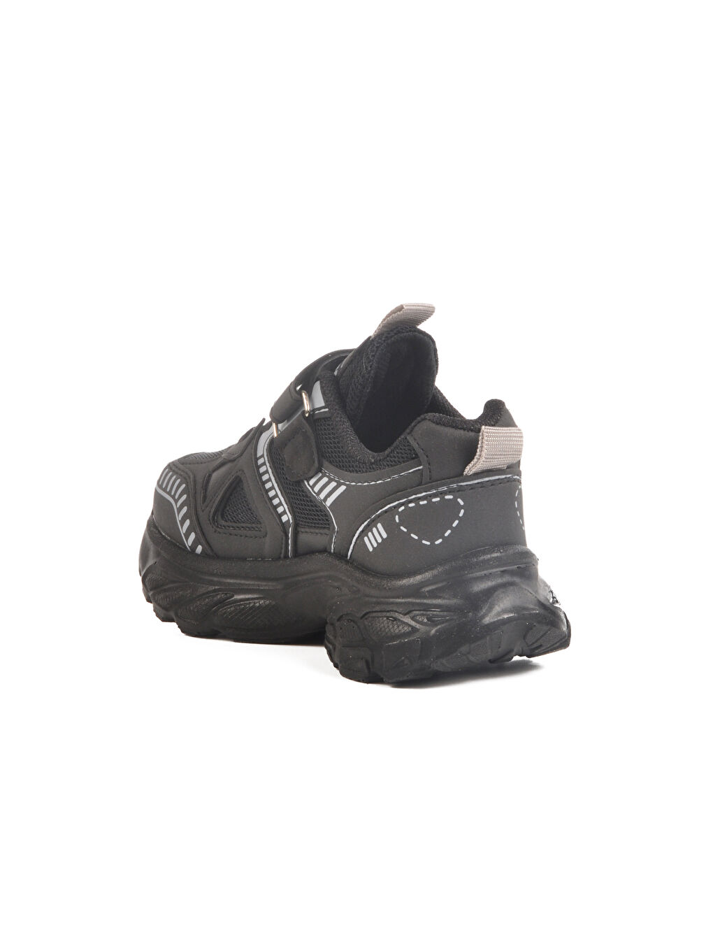 Siyah Cırtlı Fileli Unisex Çocuk Spor Ayakkabı 1500 P-3