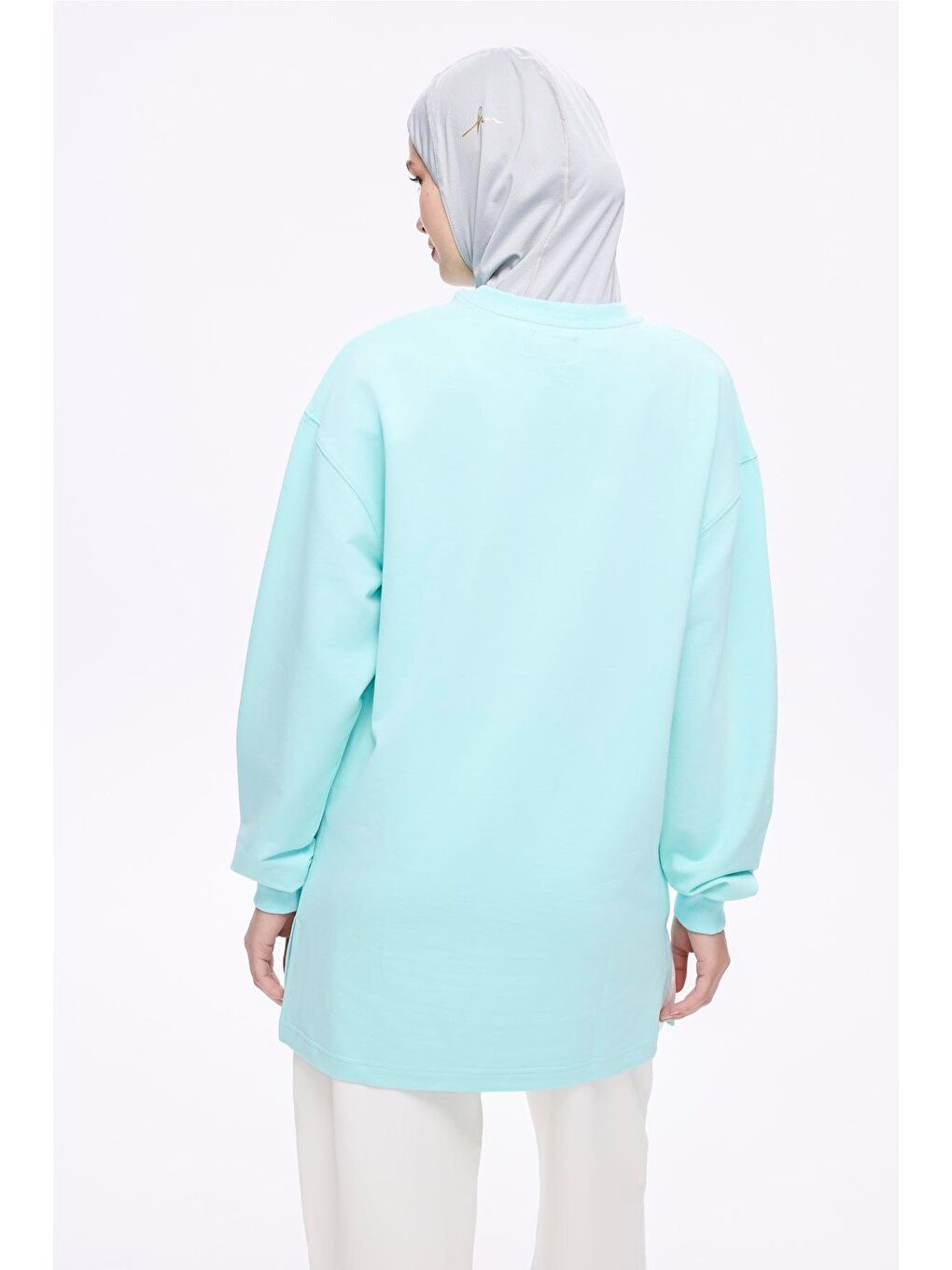 Yumuşak Dokulu Oversize Yeşil Basic Günlük Sweatshirt Act-22-3