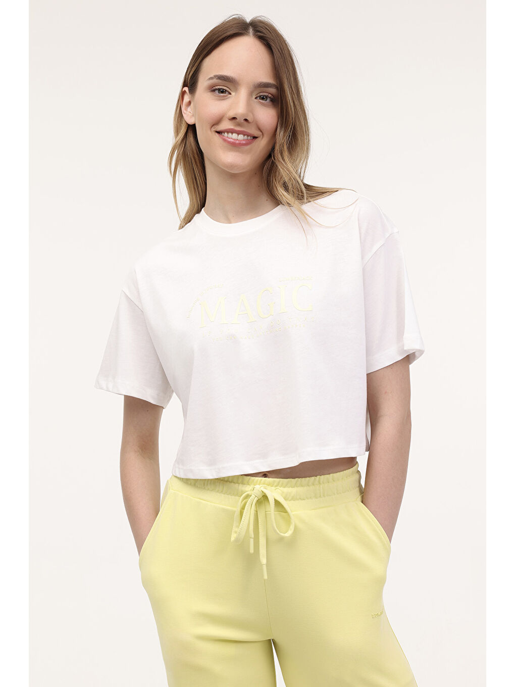 Bej WL NOISY 11LYG43 4FX Ekru Kadın Kısa Kol T-Shirt