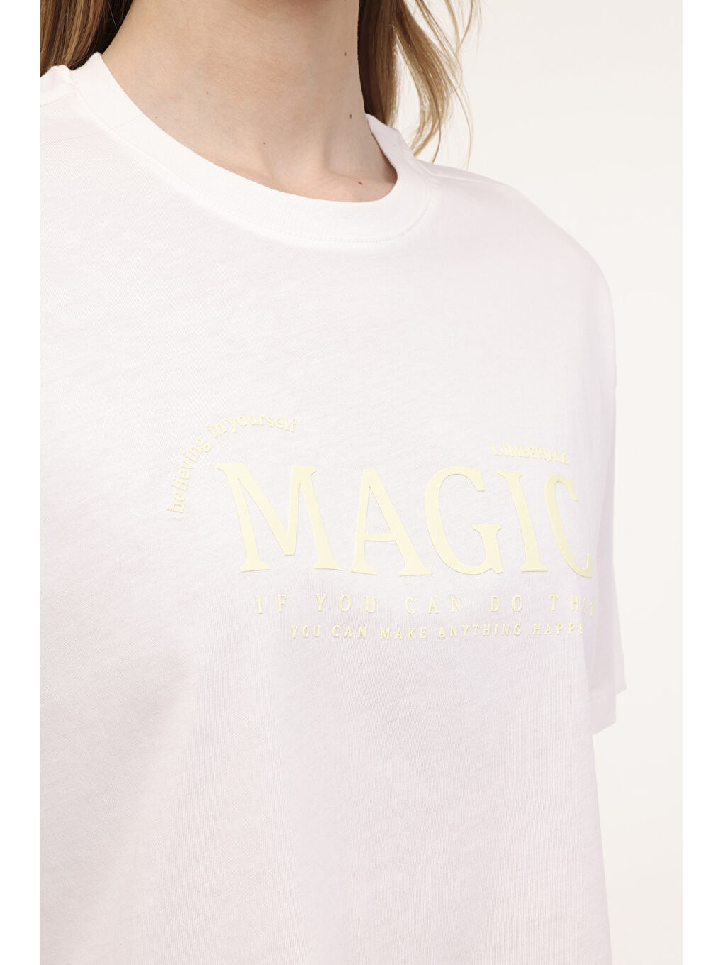 Bej WL NOISY 11LYG43 4FX Ekru Kadın Kısa Kol T-Shirt-3