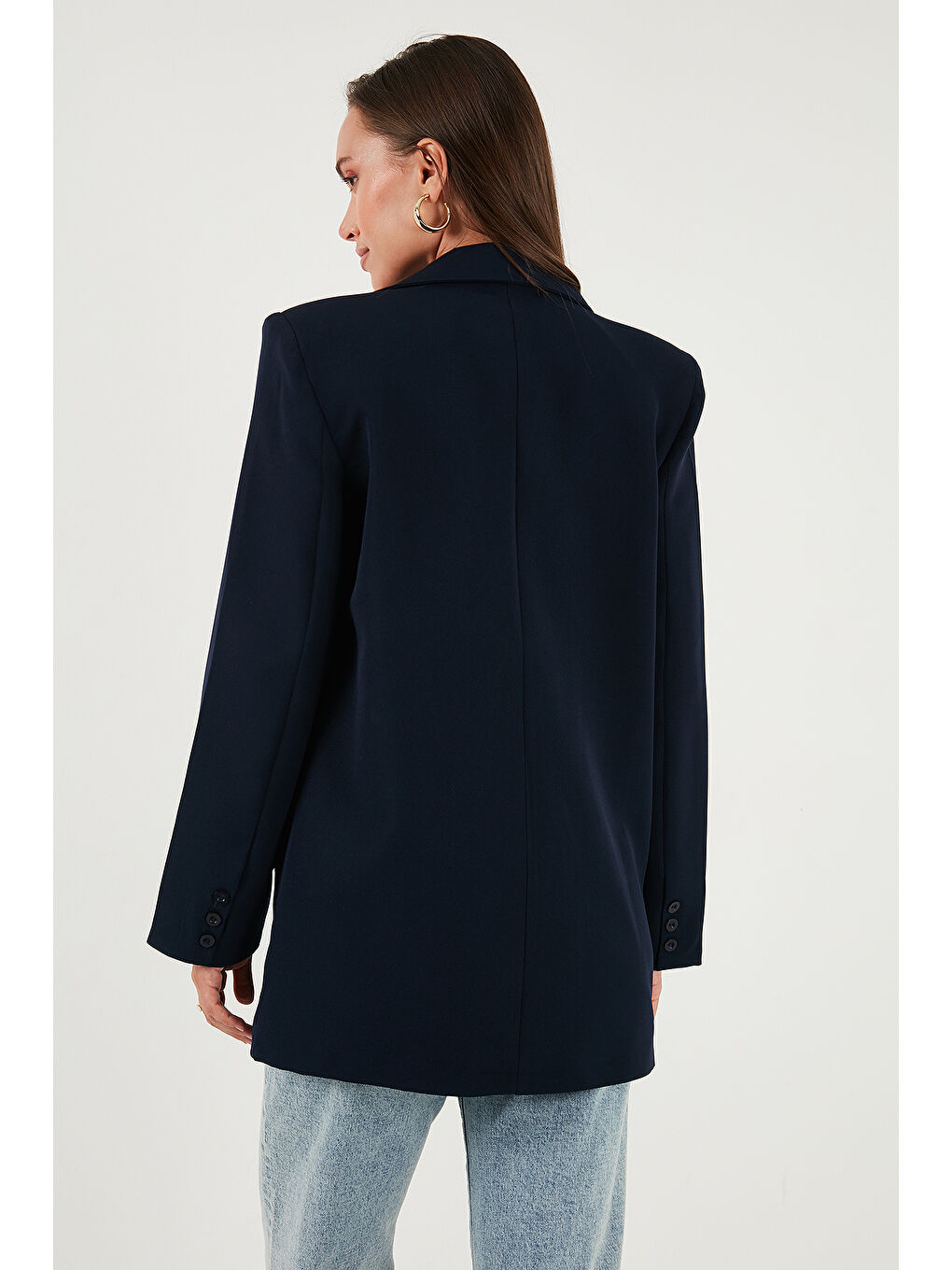 Lacivert Relaxed Fit Mono Yaka Cepli Blazer Ceket 611BC00132-6
